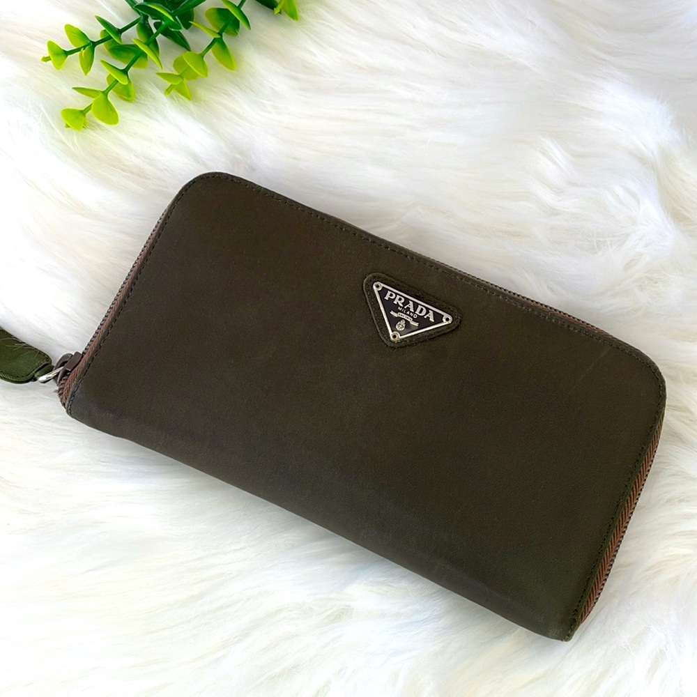 Prada Army green & Brown Nylon Zippy Wallet - Picture 4 of 16